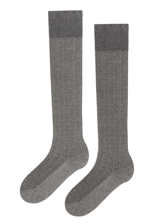 Дълги дамски чорапи, Marilyn, Памук, Сив, Един размер, Сив, One Size