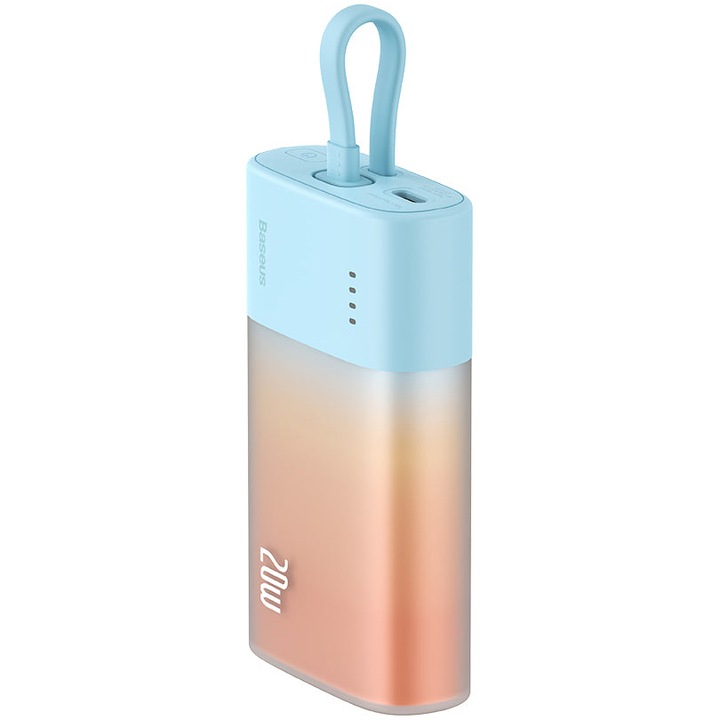 Външна батерия Baseus Popsicle 5200 mAh, 20W, USB-C, Вграден кабел, Оранжев