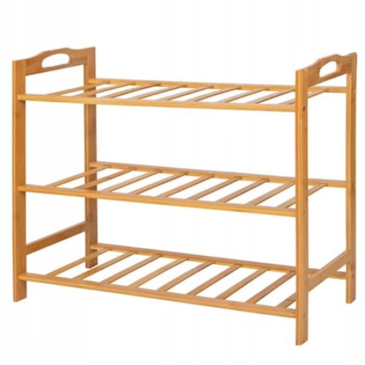Pantofar din lemn cu 3 rafturi, 68x50.8cm, bambus natur