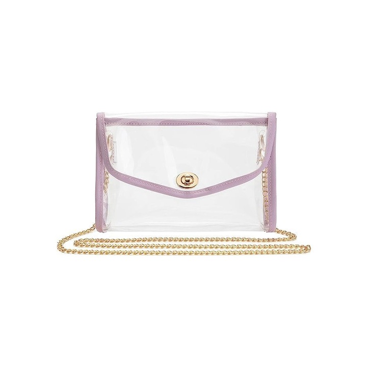 Дамска чанта за рамо Speedeve, PVC/метал, лилав / прозрачен / златист цвят