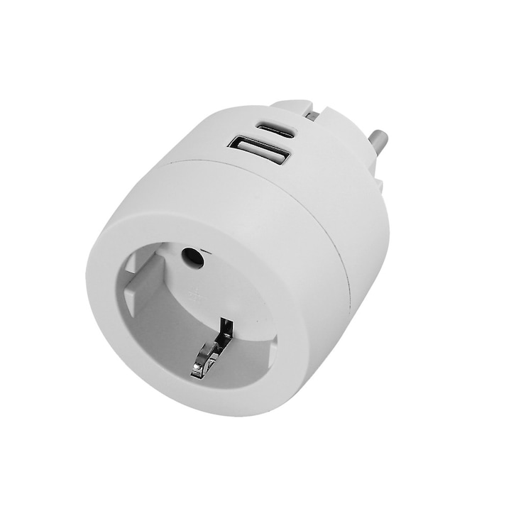 Commel hálózati elosztó adapter, telefontöltő USB A+C, dugalj