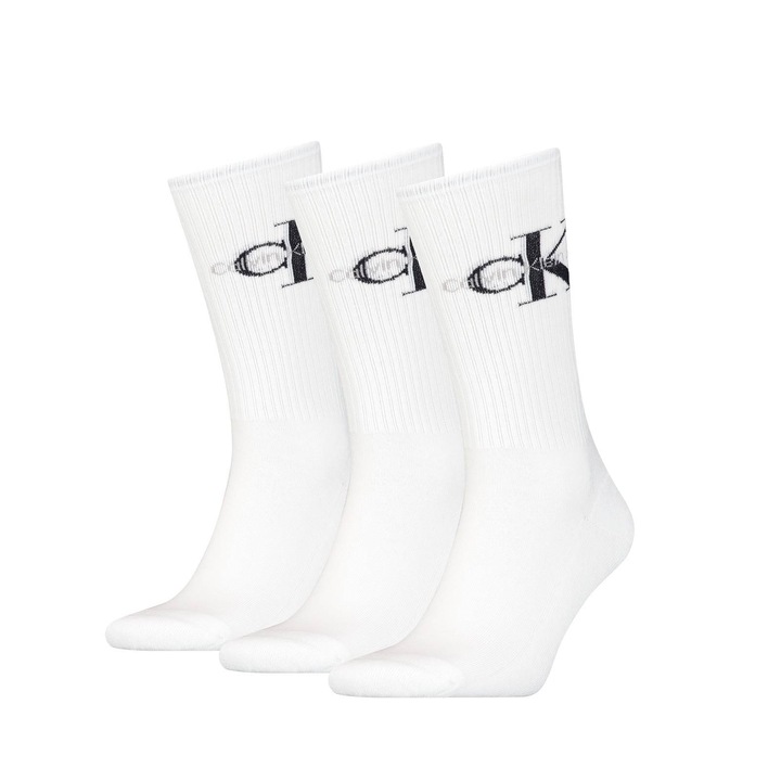 CALVIN KLEIN, Desmond hosszú zokni szett - 3 pár, Fehér, 40-46