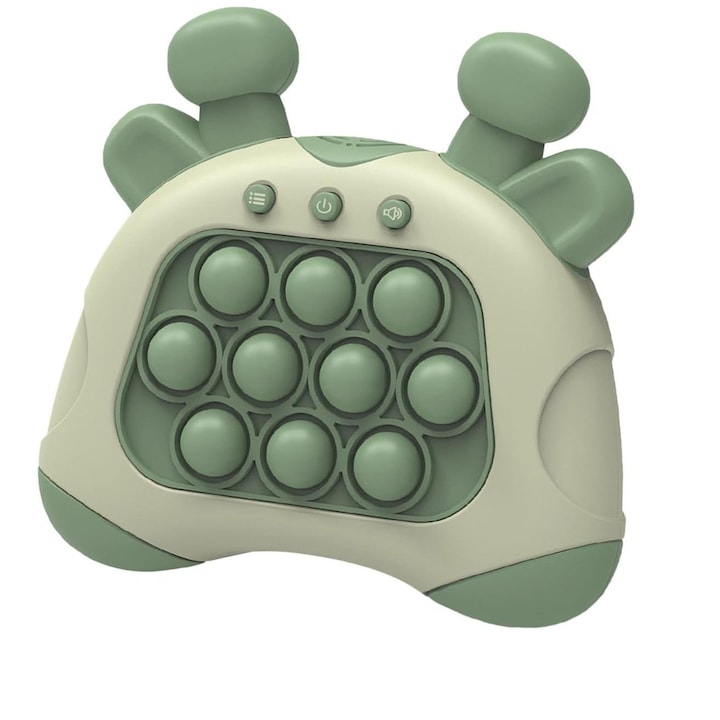 Elektronikus Pop It Puzzle játék LED-del, zöld fülekkel, elemmel, interaktív, hangokkal és fényekkel, utazáshoz, 10,8x6x13 cm-es, többszínű