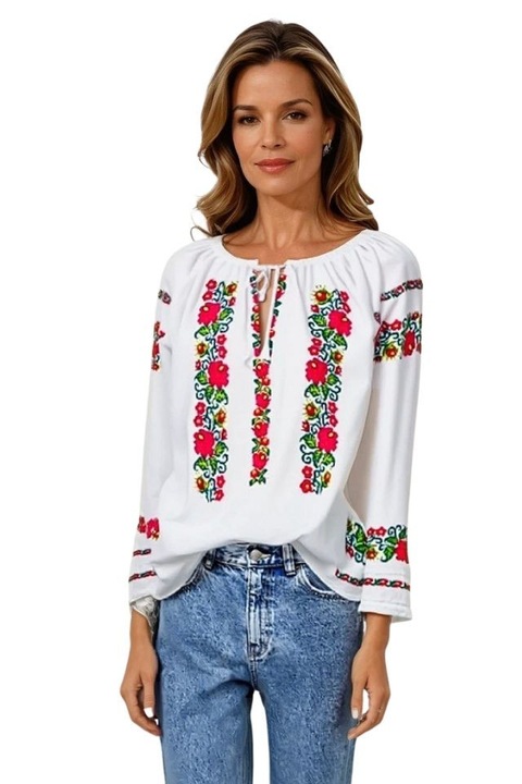 Bluza casual dama RFN 2, Alb/Verde