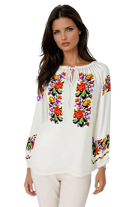 Bluza casual dama RFN 2, Alb/Portocaliu caisa