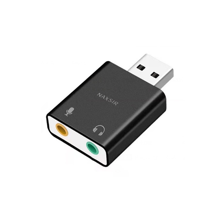 Placa de Sunet NAXSIR, Interfata USB, Stereo output, Negru