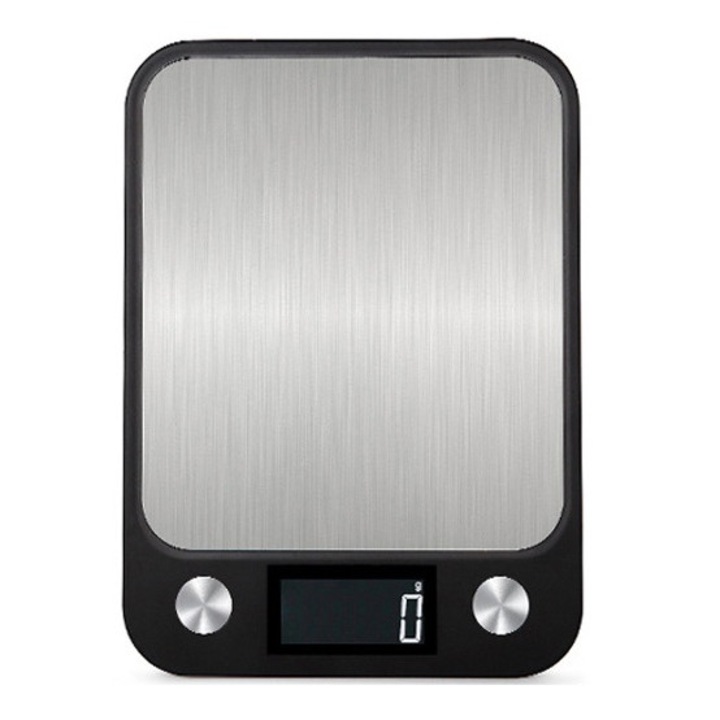 Многофункционална дигитална кухненска везна, Неръждаема стомана, LCD дисплей, 10kg/1g, Сребрист