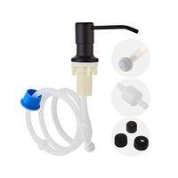 Dozator de sapun pentru chiuveta, rqiurpn, cu furtun de silicon de 103 cm, Pentru Sapun, Detergent, Otel inoxidabil/Polietilena, Negru