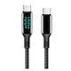 Cablu Date si Incarcare, Zggzerg, Cu afisaj de putere LED, USB Type-C la USB Type-C, 100W, Pentru iPhone 15/Pro/Plus/Pro Max, MacBook, iPad Pro/Air, Samsung S23/S22, Lungimi 2 m, Negru