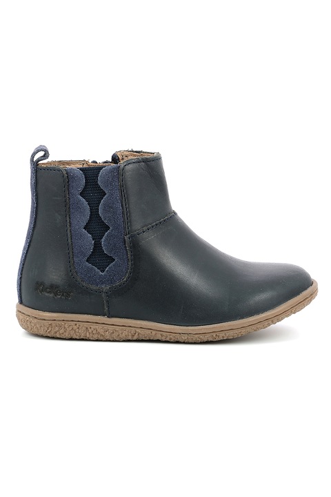 Kickers kids, Ghete Chelsea de piele cu fermoar, Bleumarin