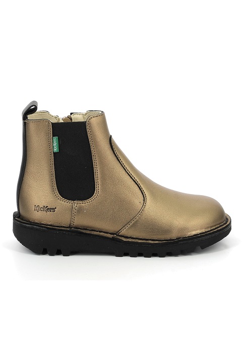 Kickers kids, Кожени боти Yoto тип Chelsea с цип, Бронз