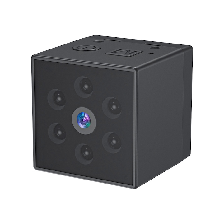 Mini camera spion, JENUOS®, exterior video HD 1080p, 6 becuri pentru targul de noapte, Wi-Fi, Carcasa Waterproof, Negru