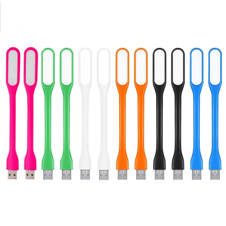 Комплект от 12 LED лампи с USB захранване, JENUOS®, Гъвкави, Преносими, за лаптоп, Многоцветни