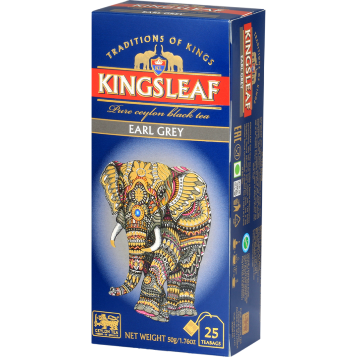 Ceai Negru, Kingsleaf, Earl Grey, 25 plicuri, 50 g