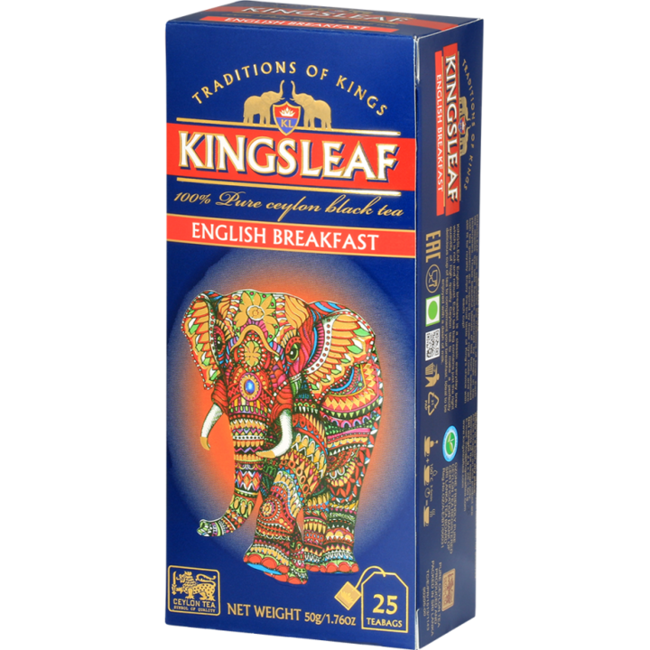 Ceai Negru, Kingsleaf, English Breakfast, 25 plicuri, 50 g