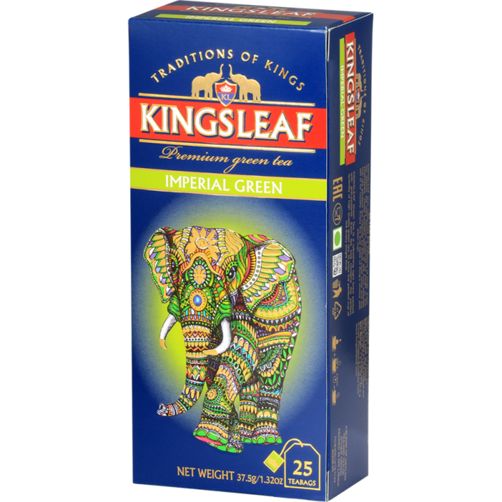 Зелен чай, Kingsleaf, Imperial Green, 25 торбички, 37,5 гр