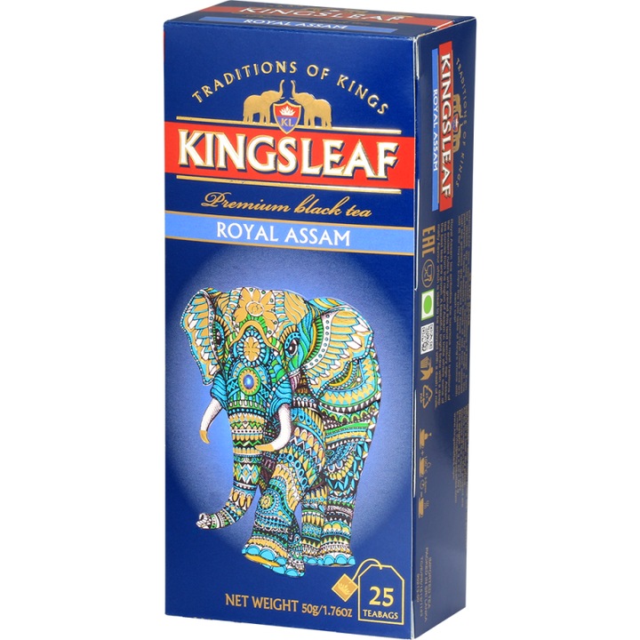 Ceai Premium Negru Indian, Basilur Kingsleaf, 50 g, 25 plicuri