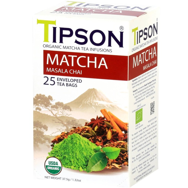 Ceai Verde, Organic Matcha Masala Chai, 25 plicuri, 37.5 g