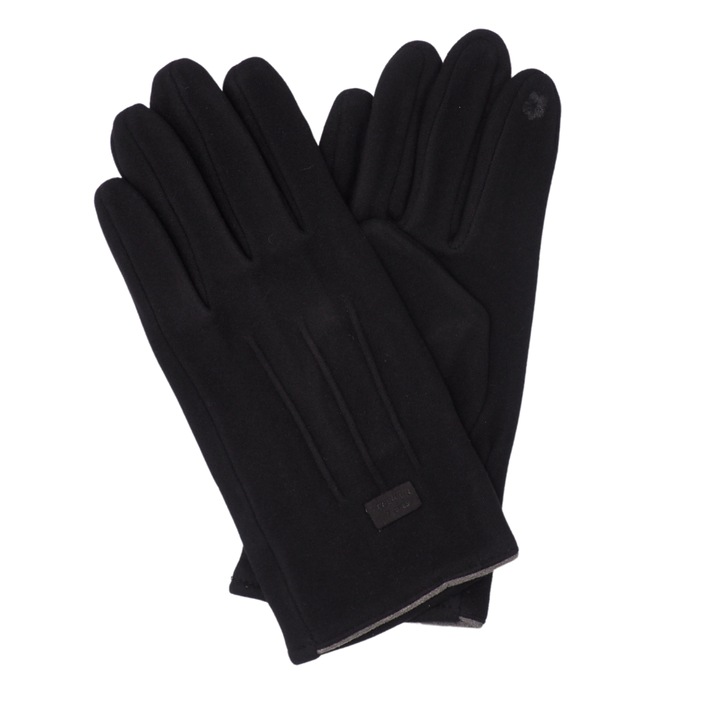 Manusi barbati, Onore, negru, bumbac, poliester, elastan, marime universala, model dungi cusute