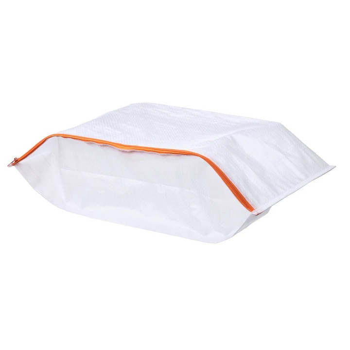 Sac pentru depozitare/protejare incaltaminte, pentru calatorii, 22x48 cm, pliabil, cu fermoar lateral, din polipropilena rezistenta, incapator, alb