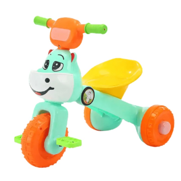 Триколка с педали за деца Dino, Laleluli, зелена, със светещи колела