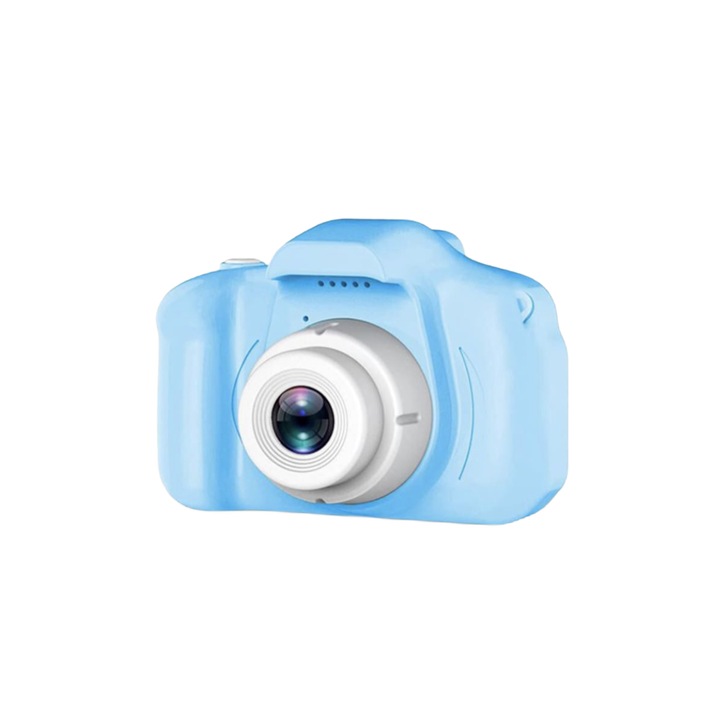 Camera foto digitala pentru copii + card 32, Functie foto/video, Full HD, 1080P, 4h autonomie, 3h incarcare completa, Albastru