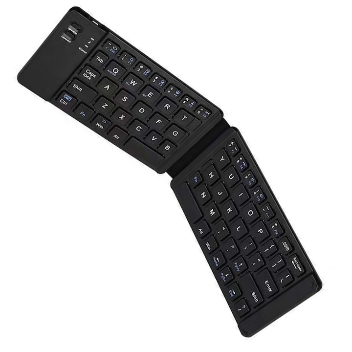 Безжична сгъваема клавиатура, Vaxiuja, ABS, Bluetooth 3.0, Черна