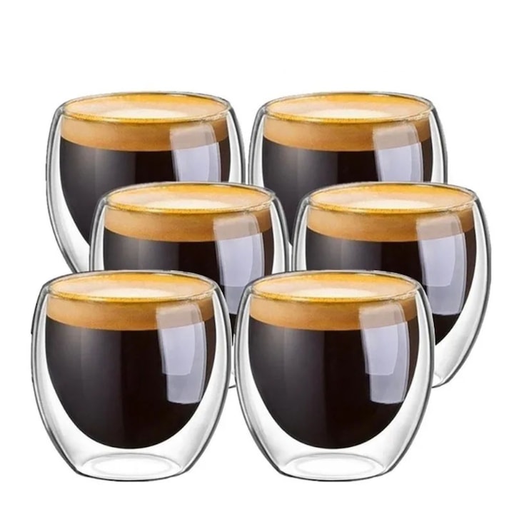 Quasar & Co. kávés pohárkészlet, 250 ml, Dupla termo poharak, 6 darab