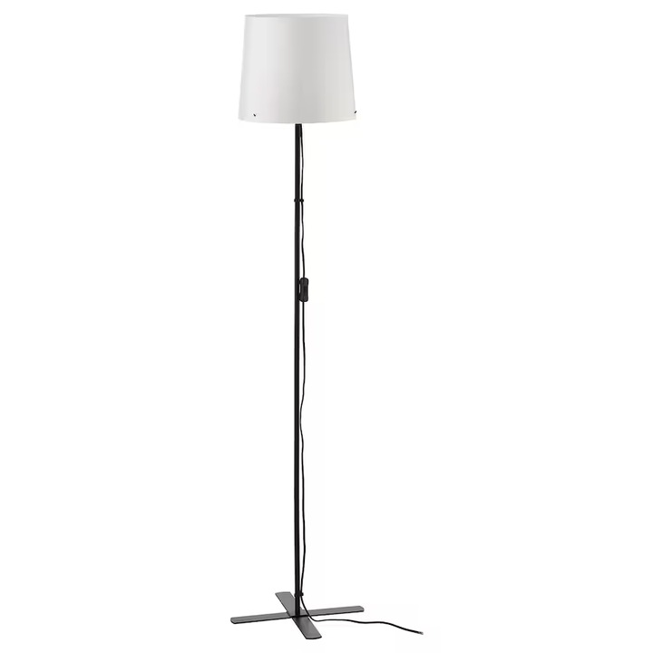 Лампа от пластмаса и стомана, черно/бяло, 150 см, 13W, E27