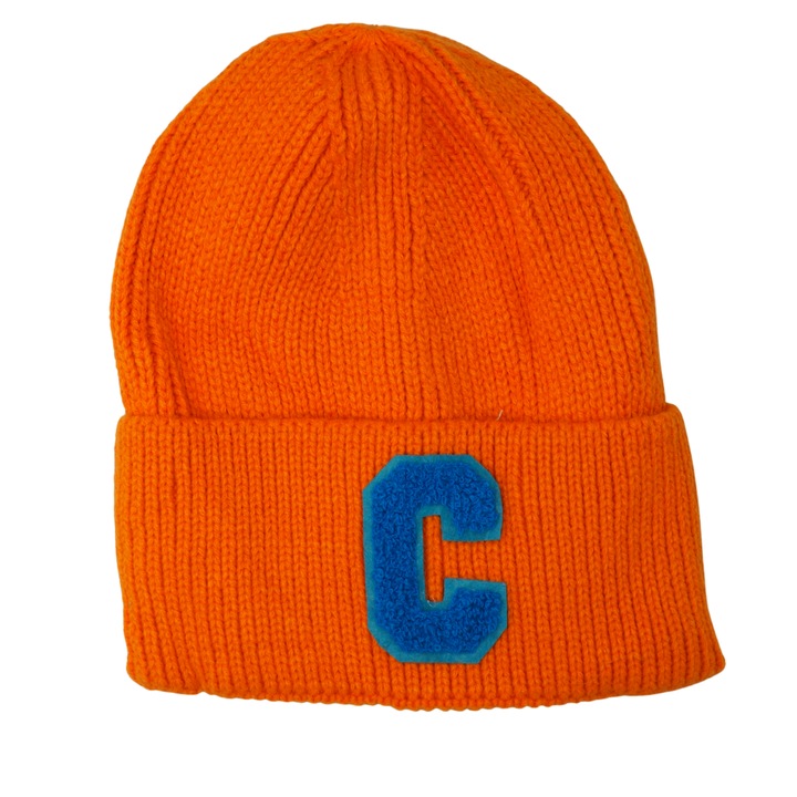 Плетена шапка, Onore, акрилна, универсална, Оранжев/Син, Универсален