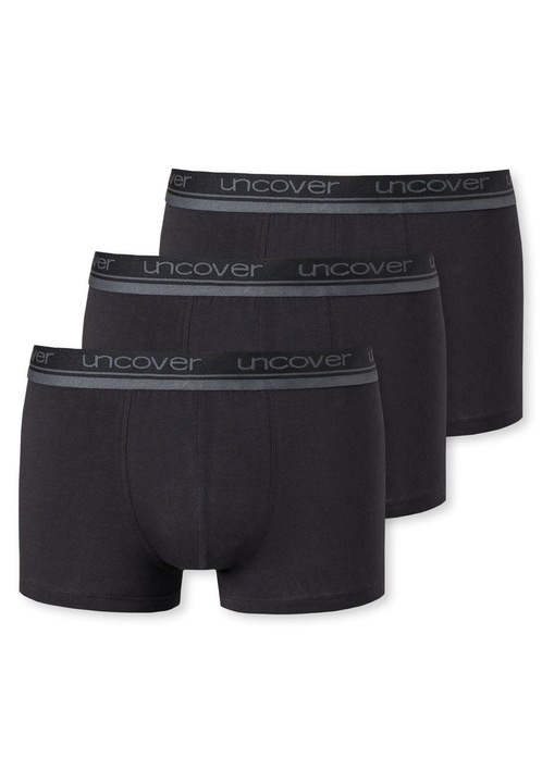Uncover by Schiesser, Set de boxeri cu banda logo in talie - 3 perechi, Negru