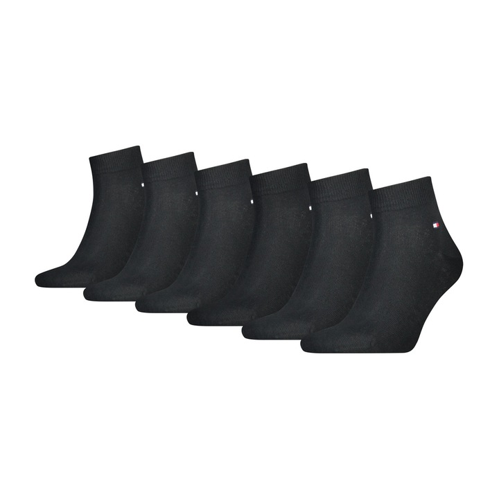 Tommy Hilfiger, Set de sosete scurte - 6 perechi, Negru