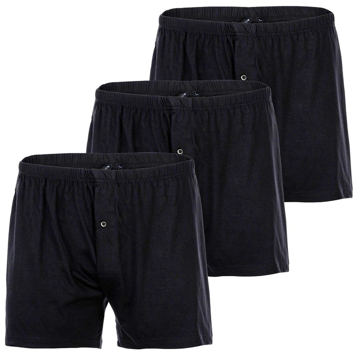 YOURBASICS, Set de boxeri de bumbac, 3 perechi, Negru stins