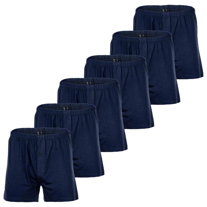 YOURBASICS, Set de boxeri de bumbac, 6 perechi, Bleumarin