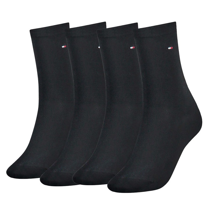 Tommy Hilfiger, Дълги чорапи с лого, 4 чифта, Тъмносин