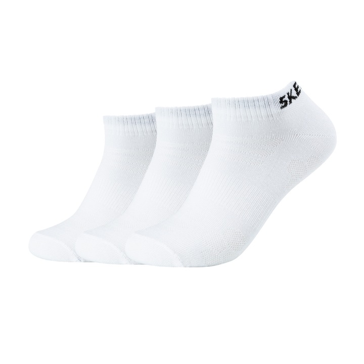 Skechers, Унисекс къси чорапи - 3 чифта, Бял, 35-38