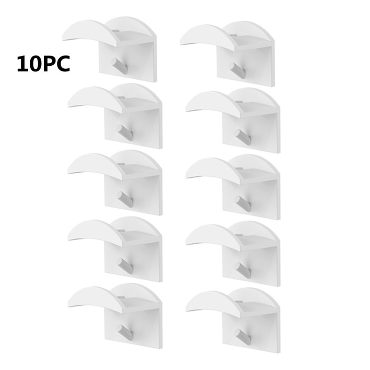 Комплект от 10 държача за капачки, самозалепващи се, 1,8 x 1,2 инча, пластмаса, бели