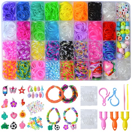 Set creativ de bratari elastice, 36 de tipuri de ochiuri (aproximativ 1600+ bucati)