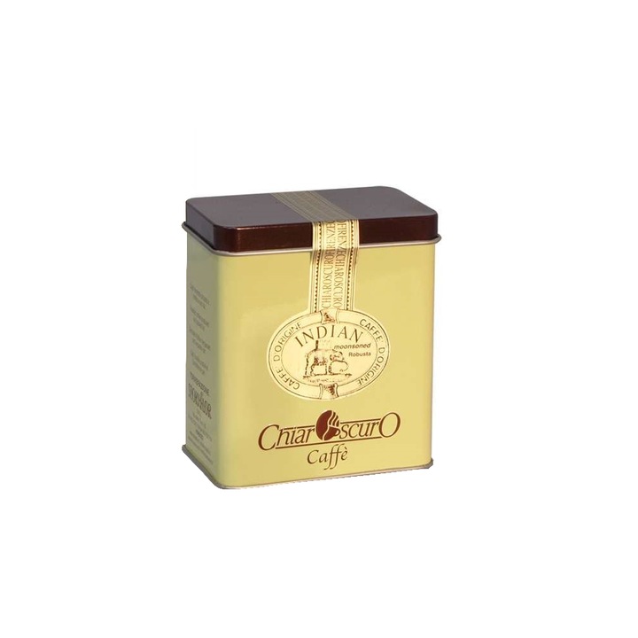 Cafea boabe premium Mokaflor, Indiano Monsonato, pentru espressor/ moka, amestec 100% Arabica, gust deosebit, intens, note de caramel si lemn, 125 g