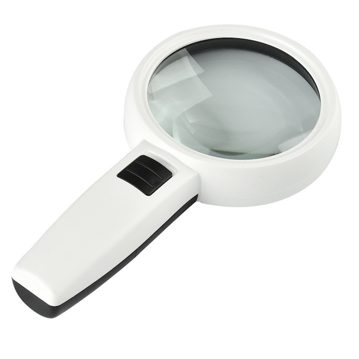 Lupa, Axroad Mall, Ofera o iluminare suficienta, 3 lumini LED, Alimentata de baterie, Marire 30x, Cu buton, Pentru identificarea bijuteriilor si inspectarea obiectelor artizanat, ABS, 205x110x27mm, Alb/Negru