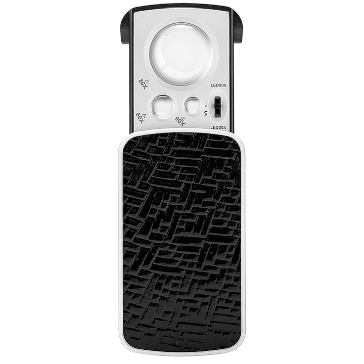 Lupa bijuterii, Axroad Mall, Detecta bani de hartie, diamante, carti credit, Zoom 30/60/90x, Cu buton, Lampi LED/UV, Alimentata de baterie, Potrivite pentru pasionati, colectionari, ABS/Acril, 85x46x18mm, Negru