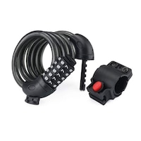 Antifurt bicicleta cu cifru, Axroad Mall, Prevenirea furtului vehicule, Parola 5 cifre, Suport de atasare inclus, Usor de transportat, Pentru motociclete, scutere si biciclete, Otel/PVC, 120cm, Negru