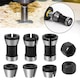 Cap de mandrina HSS 6 piese, 6 mm 6,35 mm 8 mm, Axroad Mall, Suport colt + 2 piulite, Pentru freza electrica si masina de gravura, Rezistenta la uzura, Inalta precizie, Stransa si stabila, Negru