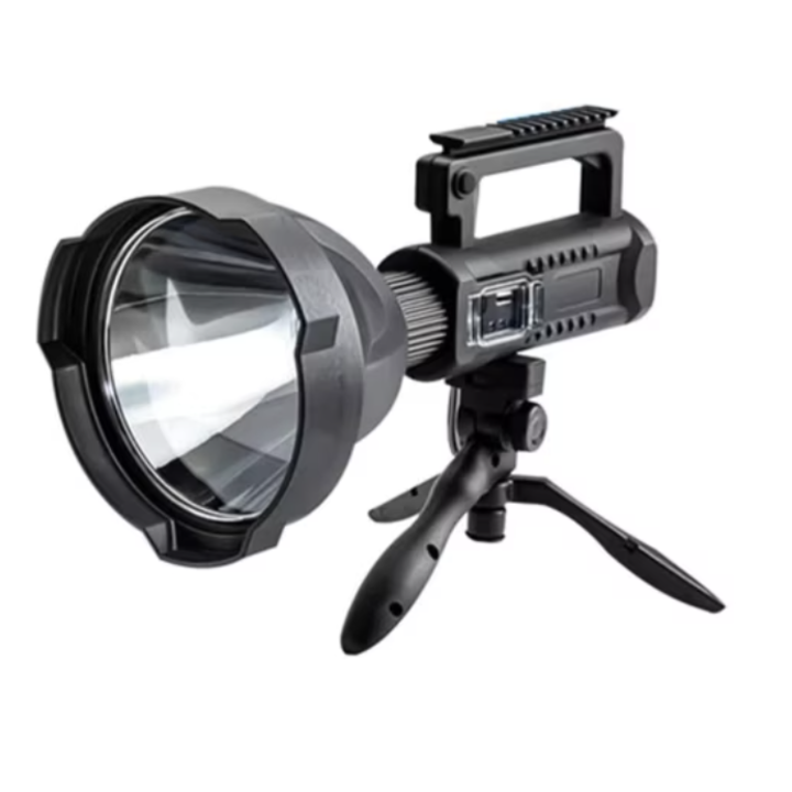 Мултифункционално фенерче, акумулаторно, USB зареждане, LED, 4 режима на светене, индикатор за батерията, 4800mAh, POWER BANK, статив, черен