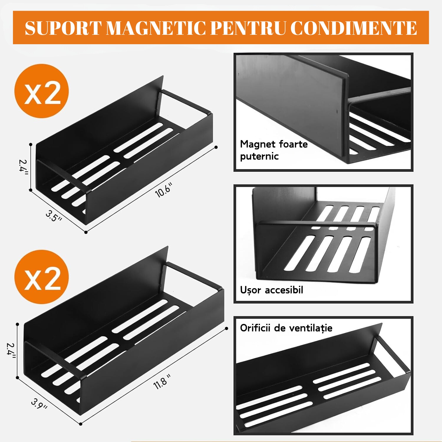 Set 5 rafturi pentru frigider, Simply Joy, organizator cu magnet pentru ...