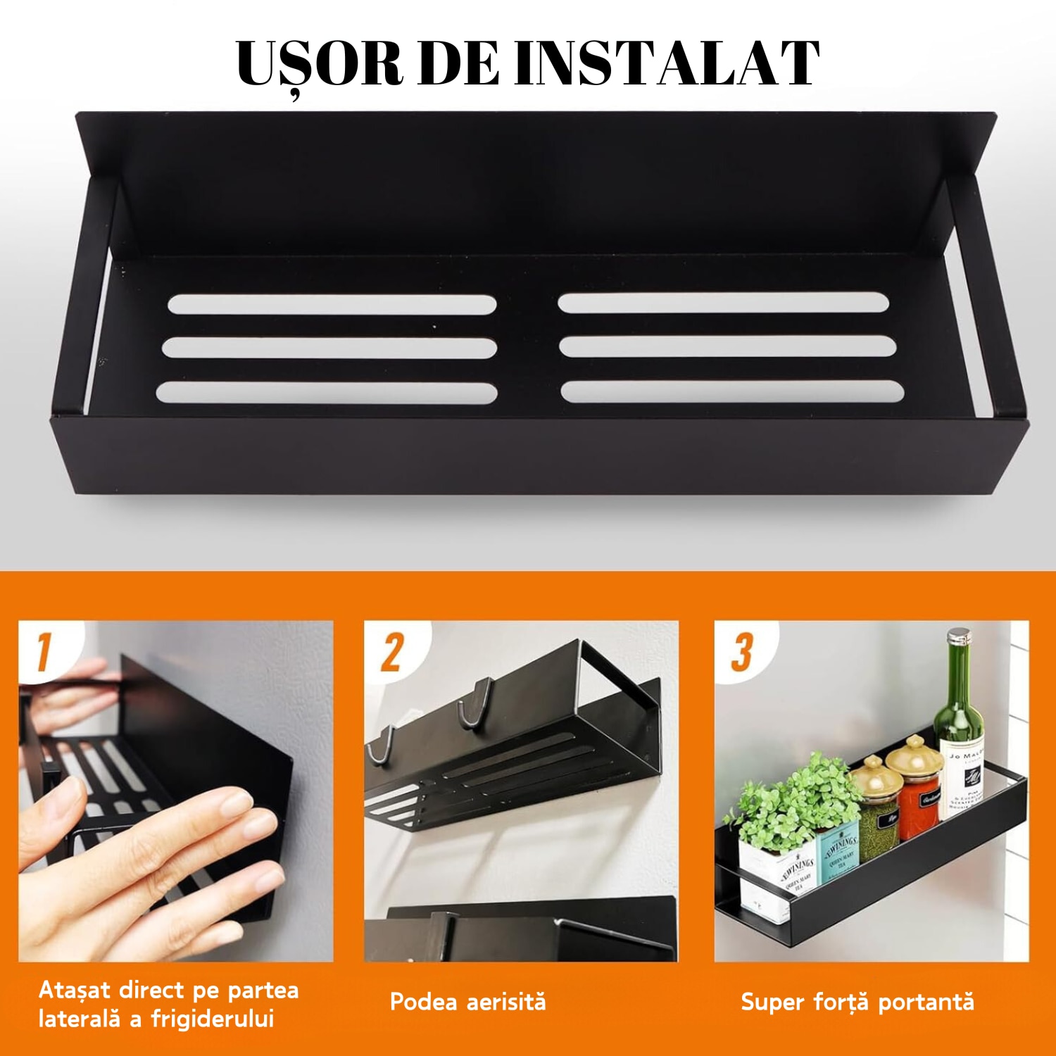 Set 5 rafturi pentru frigider, Simply Joy, organizator cu magnet pentru ...