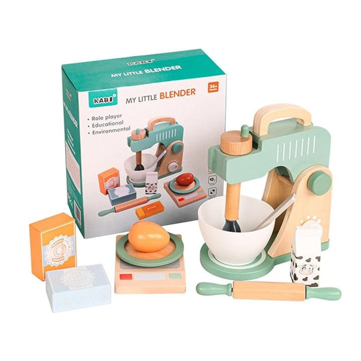 Interaktív konyhai keverőjáték, L@ka, Edényekkel, Fa, Nem mérgező, Többszínű