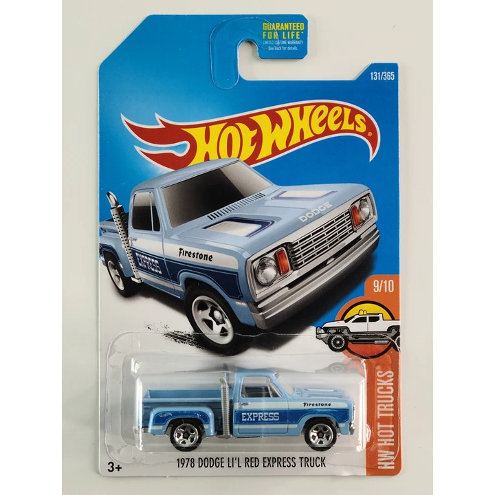 Метална кола Hot Wheels, 1978 Dodge Li'l Red Express Truck, колекция 2017, син, 1:64
