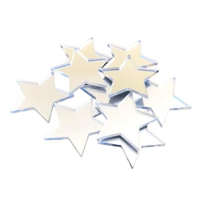 86 db öntapadó akril tükör készlet, csillagmintás, többféle méret, luxer