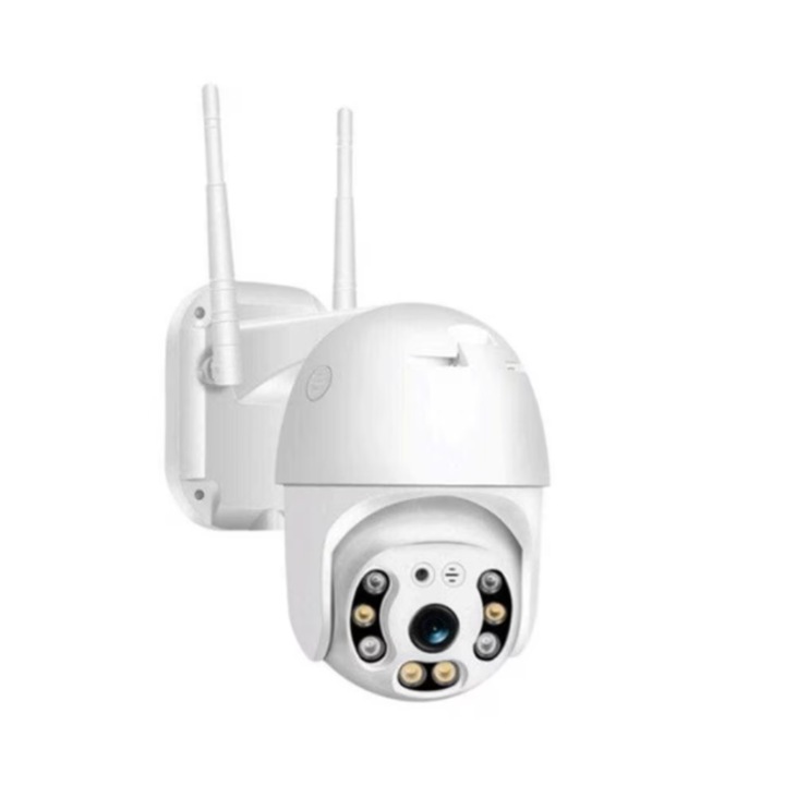 Camera de supraveghere WIFI ONVIF CS-IP66 interior/exterior, 4X zoom, rezistenta la apa, 5MP, comunicare bidirectionala, senzor miscare, alb